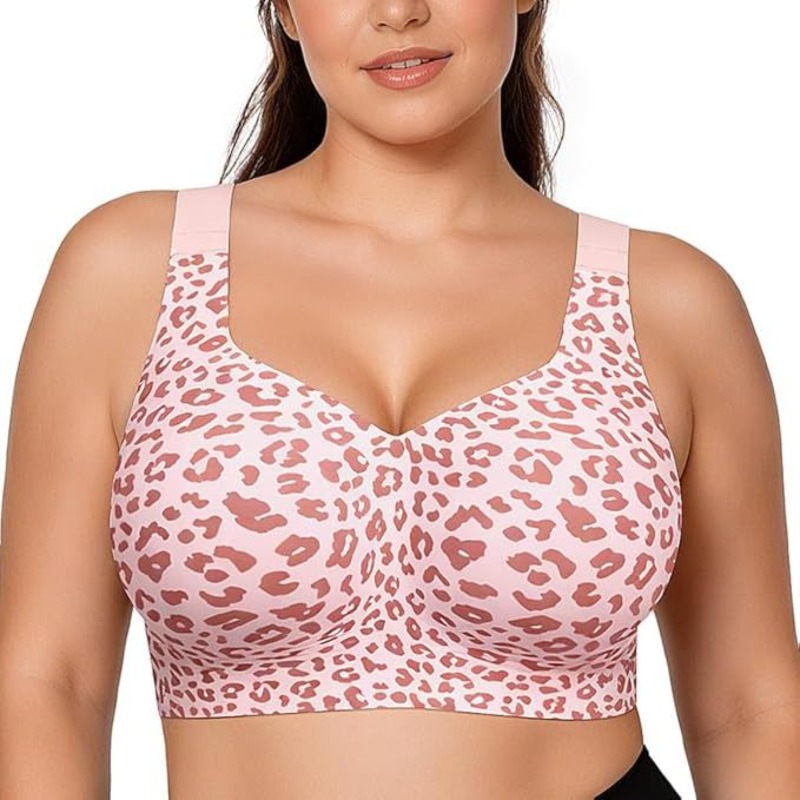 Plunge Bra Push Up - บราเล็ปท์ลายเสือดาว ไม่มีโครง ไร้สาย ยกกระชับ ไร้รอยต่อ บราเต็มคัพ
